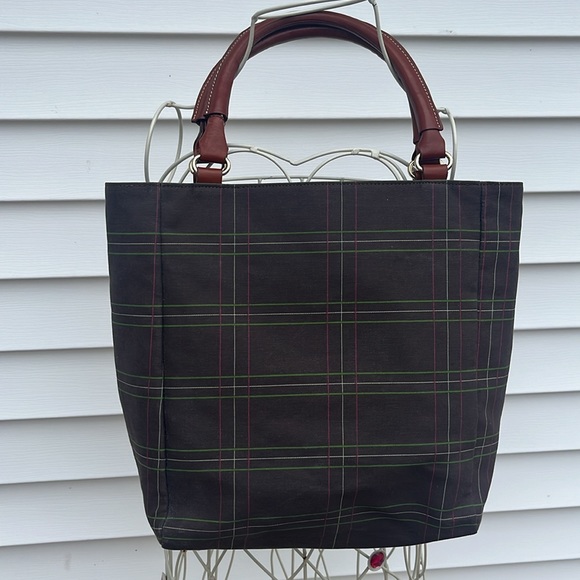 Kate spade beautiful plaid tote with leather handles - Picture 6 of 7